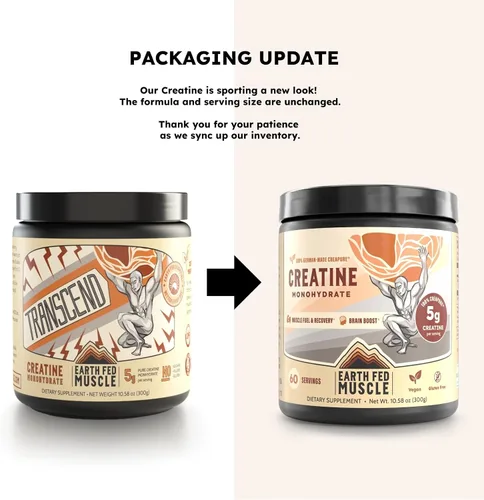 Vista 2 de Earth Fed Muscle Monohidrato de creatina en polvo, 10.58 oz, 60 porciones Creatina alemana Creapure para fuerza, potencia y crecimiento muscular