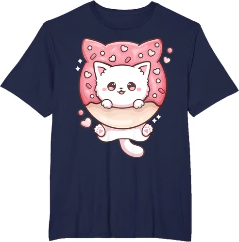 Vista 42 de Camiseta Kawaii Cat Donut Anime Lover Otaku, Negro