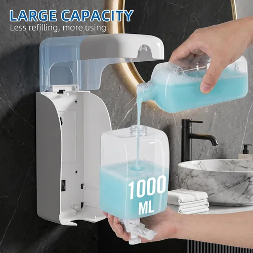 Vista 4 de Dispensador de jabón montado en la pared, 1000ml/33.8oz, ventana visible Blanco