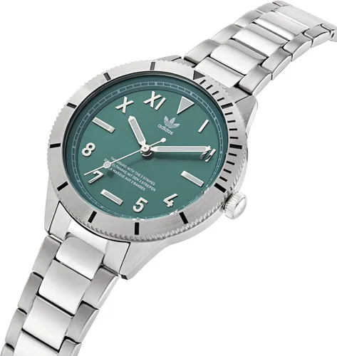 Vista 2 de Adidas Reloj de pulsera de acero inoxidable (Modelo AOFH220592I), PlateadoVerde, Classic
