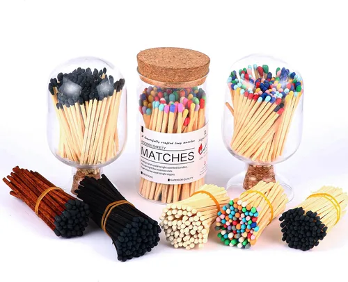 Vista 6 de 100 fósforos decorativos negros de 3 pulgadas, fósforos de seguridad de madera largos de alta calidad para velas, velas de iluminación, fósforos