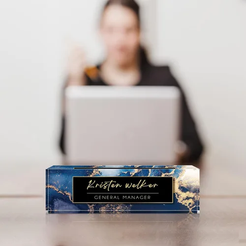 Vista 4 de Placa de identificación para escritorio, placa de nombre de escritorio personalizada, accesorios de escritorio de oficina acrílicos, regalos A
