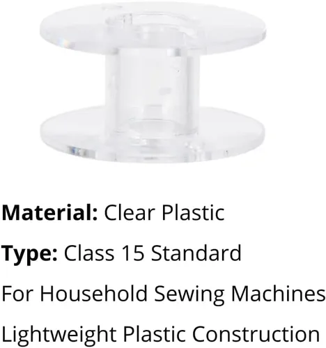 Vista 5 de Bobinas de repuesto para máquina de coser – Clase 15 estándar – Plástico transparente universal – Compatible con Brother, Janome, Singer, Elna