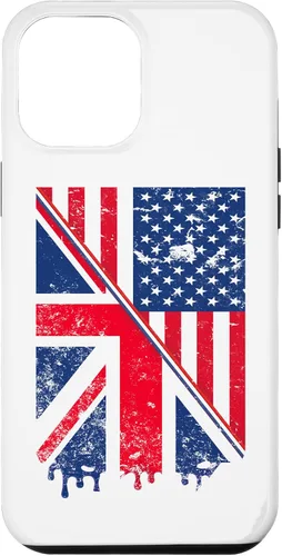 Vista 25 de Funda para iPhone 15 Union Jack y bandera estadounidense para expatriados británicos y estadounidenses