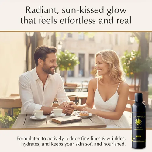 Vista 4 de Tan Physics True Color Sunless Tanner, 8 onzas líquidas (paquete de 3) con guante de bronceado, autobronceador, loción bronceadora sin sol