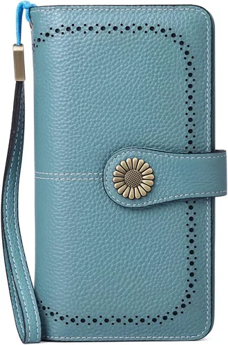 Vista 28 de SENDEFN Billeteras de cuero para mujer, tarjetero de crédito con bloqueo RFID, pulsera de gran capacidad with RFID Blocking, Large Capacity