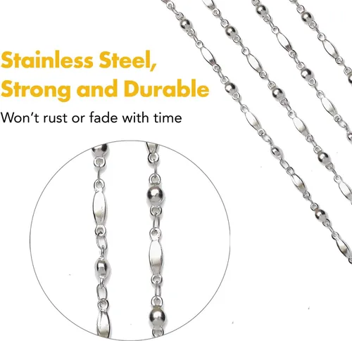 Vista 7 de Hidden Hollow Beads Stainless Steel Chain Stronger Women's Hand Made USA Lanyard 34", Nurse Teacher ID Badge Card Holder Keys
