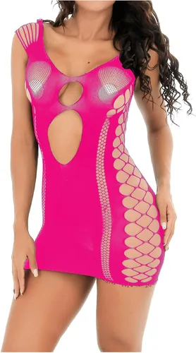 Vista 3 de Lencería de malla para mujer, lencería para mujer, body de malla sexy, medias de malla