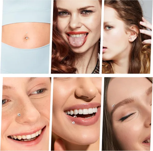Vista 5 de Telooco 36 piezas de retenedores transparentes de plástico para cirugía, anillos de nariz, tachuelas, lengua, ombligo, tabique, ceja, pezón, labio