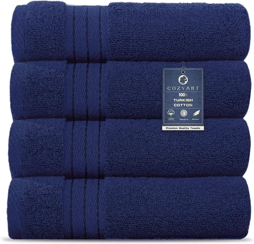 Vista 14 de COZYART - Juego de 6 toallas de baño de algodón turco, color azul claro, suaves, altamente absorbentes y duraderas, 19.17 oz/yd², incluye 2 toallas