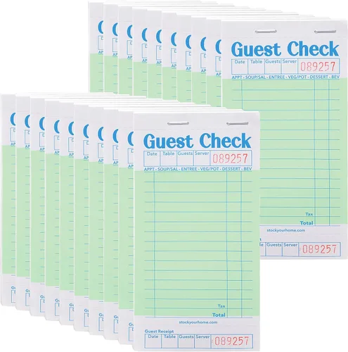 Vista 16 de Stock Your Home Libros de Cheques de Huéspedes en Blanco y Negro para Meseros (Paquete de 5) Blocs de Notas de Mesero, Talonario de Cheques