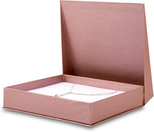 Vista 17 de ALLUREPACK Caja - Caja de regalo de joyería de papel de cartón cepillado de seda con cierre en ángulo moderno de élite, interior de espuma con Negro