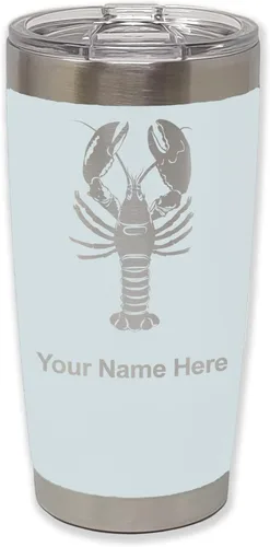 Vista 10 de LaserGram Vaso aislado al vacío de 20 onzas, langosta, grabado personalizado incluido (negro)