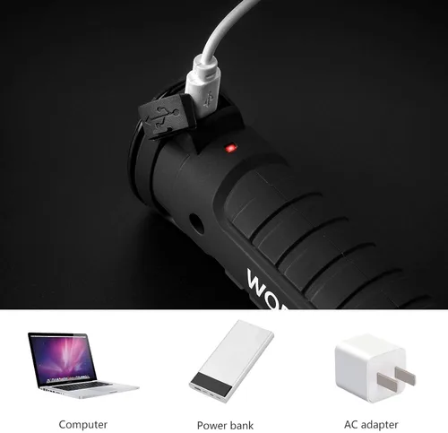Vista 5 de Lmaytech Linternas LED, 5 paquetes de luces de trabajo recargables, luz de trabajo con base magnética y gancho para colgar, rotación de 360°, 5