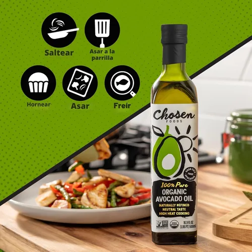 Vista 5 de CHOSEN FOODS Aceite de Aguacate Orgánico, 33.81 FL OZ