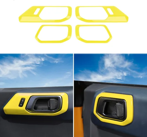 Vista 2 de RAZPOY Accesorios para Ford Bronco 2021 2022 Cubierta de manija de puerta interior Marco Adhesivo protector Decoración interior (negro)