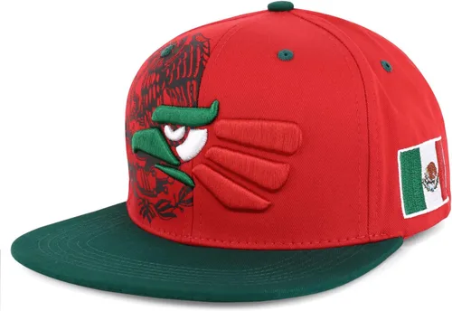 Vista 10 de Hecho En Mexico Águila 3D Bordada Gorra Plana con Cierre Snapback Verde oscuro Negro 4
