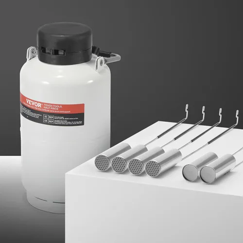 Vista 8 de VEVOR Tanque de Nitrógeno Líquido, Contenedor de Nitrógeno Líquido de Aleación de Aluminio de 3 L, Tanque Dewar de LN2 con 6 Botellas y Bolsa