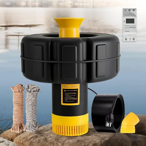 Vista 8 de Bomba aireadora de fuente de estanque con temporizador, cable de alimentación de 50 pies, 2 patrones de pulverización, circulación de agua de bajo