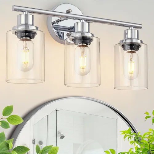 Vista 15 de Paquete de 2 luces de tocador de 1 luz, lámpara de baño de níquel cepillado con pantalla de vidrio blanco lechoso texturizado, accesorio