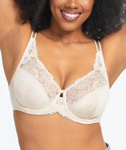 Vista 4 de HACI Sostén sexy de encaje floral para mujer, cobertura completa, sin forro, brasier de talla grande
