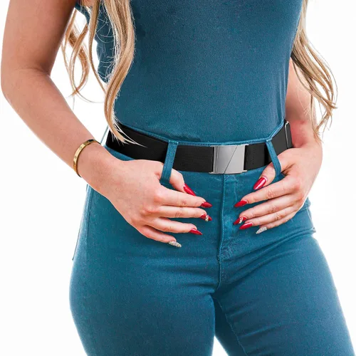 Vista 4 de Cinturones elásticos invisibles invisibles para mujeres y hombres de 1.5 pulgadas ajustables antideslizantes que se adaptan a cinturas de hasta 50
