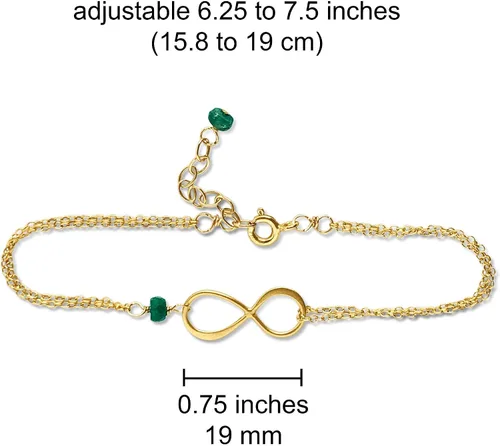 Vista 58 de Pulsera con dije de infinito con piedra natal, joyería hecha a mano, regalo para ella