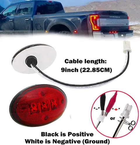 Vista 5 de KEING Luces LED con marcador lateral para guardabarros de cama doble para Ford 1999-2020 F250 F350 F450 F550 (2 unidades rojas + 2 unidades ámbar)