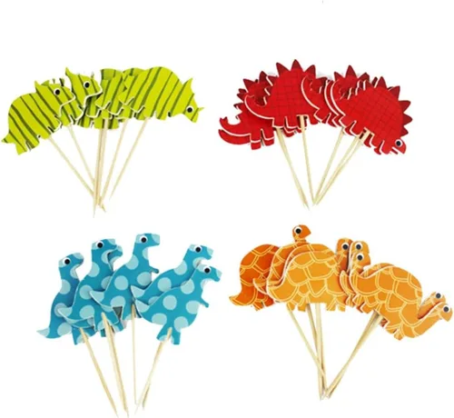 Vista 3 de Dinosaur Cake Toppers 96pcs Paper Cartoon Birthday Party Decorations