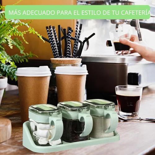 Vista 6 de Suclain - Juego de 3 recipientes para café de azúcar, 16 onzas, color verde