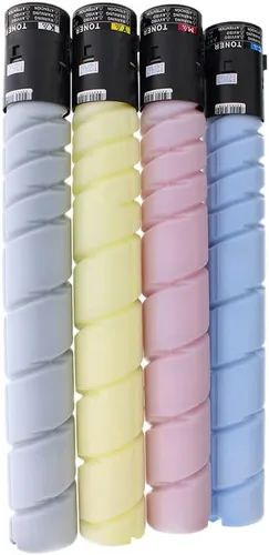 Vista 2 de TN321K, TN321Y, TN321C, TN321M - Paquete de 4 cartuchos de tóner negro, cian, magenta, amarillo compatible con Konica Minolta ADC286/ADC366 y Bizhub