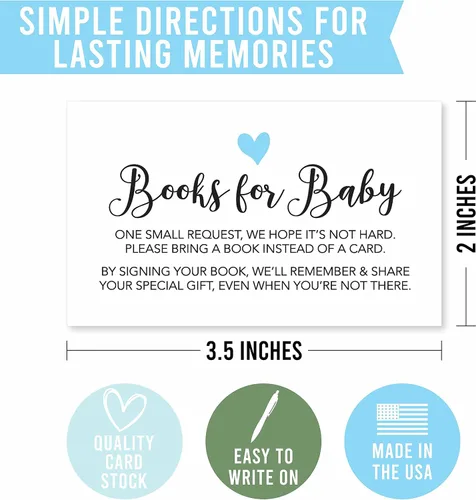 Vista 2 de Hadley Designs 25 libros para tarjetas de solicitud de baby shower, insertos azules de invitación de baby shower, solicitud de libro alternativo