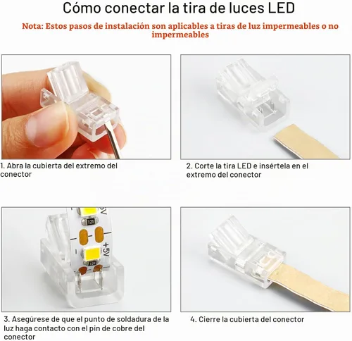 Vista 5 de RGBZONE 10 piezas de 2 pines de 8 mm de tira LED a conectores de cable y 10 m/32.8 pies de cable de extensión de 2 pines para tiras de luces LED