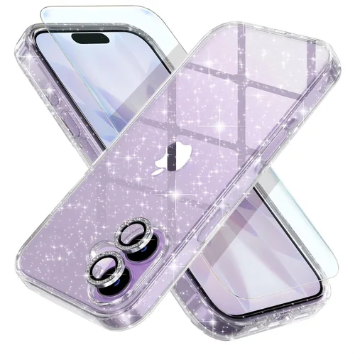 Vista 44 de Choiche, funda para iPhone 14 de mujer, brillante, protección de grado militar, 2 cubiertas de lentes de cámara Diamond, 2 protectores de vidrio