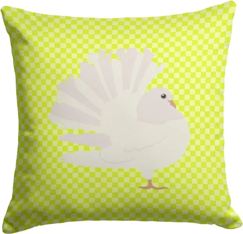 Vista 255 de Caroline's Treasures BB8163PW1414 Beltsville - Almohada decorativa de tela a cuadros pequeños, color blanco, pavo y gallina azul, lavable a máquina