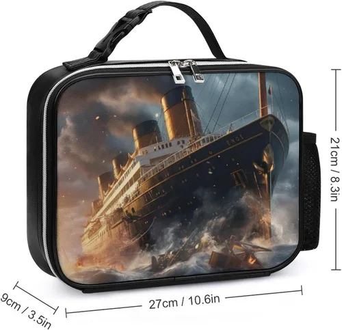 Vista 2 de Titanic - Bolsa de almuerzo para barco de crucero, a prueba de fugas, lindas impresiones con asa y bolsillo para mujeres y hombres, trabajo, picnic