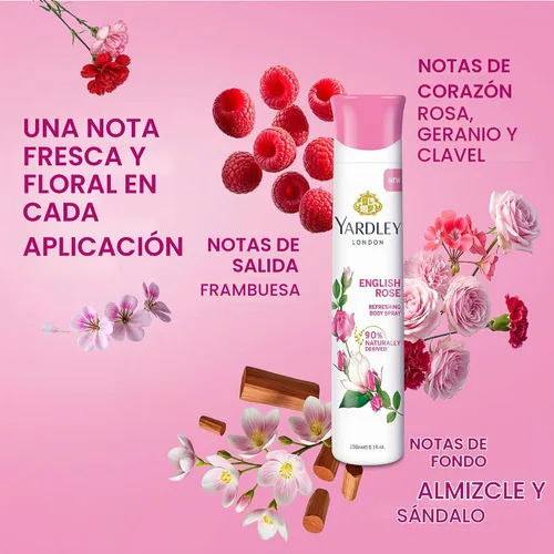 Vista 5 de Yardley English Rose Body 5.1 fl oz 5 oz Spray corporal refrescante (Jazmín, 5.07 onzas líquidas (paquete de 1))