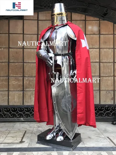 Vista 2 de Nautical-Mart Disfraz de caballero medieval traje completo de armadura cruzada armadura corporal coleccionable personalizable