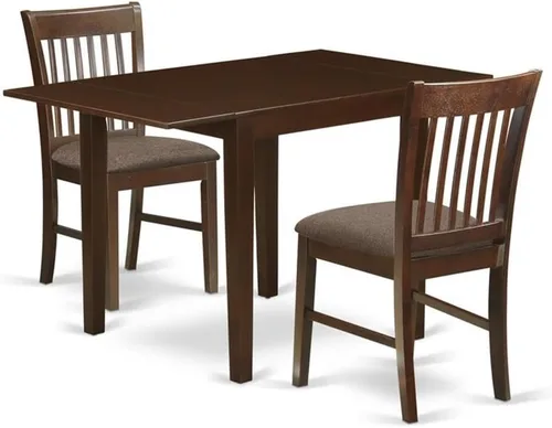 Vista 10 de East West Furniture NDNO3-BCH-W - Juego de comedor de 3 piezas para espacios pequeños que contiene una mesa de comedor rectangular con gotas y 2
