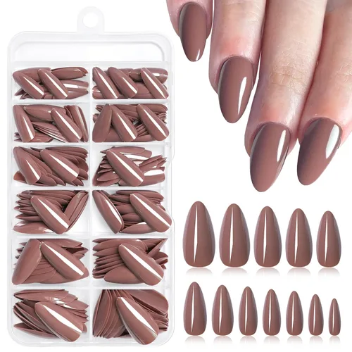 Vista 19 de 240 uñas postizas de color rosa gelatina, uñas postizas medianas con Rosado jalea