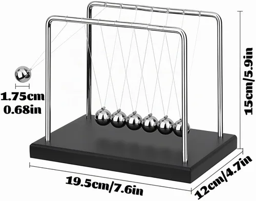 Vista 2 de LANIAKEA Newtons Cradle Balance Balls Newtons Cradle Pendulum con 7 bolas, base de madera negra, bola de equilibrio, oficina, hogar, decoración