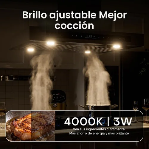 Vista 8 de BRANO - Campana extractora Island de 30 pulgadas con 900 CFM, 4 velocidades, control de voz/gestos/táctil, convertible con conductos/sin conductos