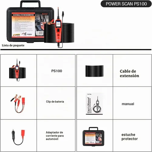 Vista 9 de Autel PowerScan PS100 Kit de sonda de circuito de alimentación – Herramienta de diagnóstico del sistema de circuito de automóvil de 12 V 24 V