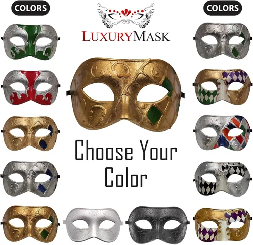 Vista 5 de Máscara de mascarada para hombre, máscara de aspecto antiguo para Halloween, fiesta veneciana, fiesta de máscaras, Mardi Gras y baile de graduación