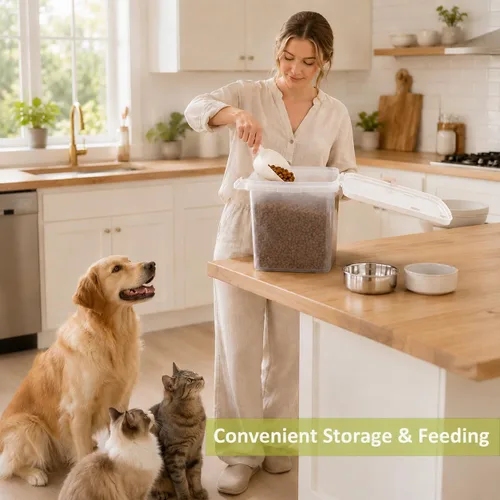 Vista 3 de Contenedor hermético de almacenamiento de alimentos para perros y gatos de Blanco brillante