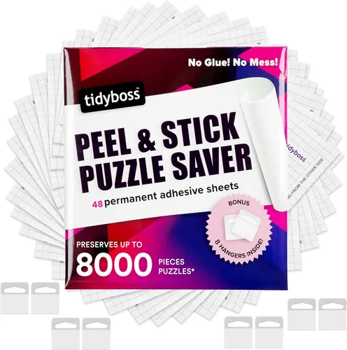 Vista 8 de Paquete de 6 hojas de ahorro de rompecabezas Puzzle Keeper conserva 1,000 piezas rompecabezas de hasta 24 x 30 pulgadas Pegamento y marco