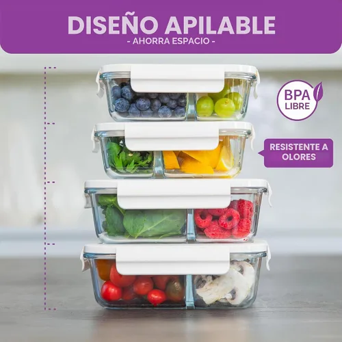 Vista 3 de HOLDN' STORAGE - Recipientes de almacenamiento de alimentos con sellado al vacío, juego de 4 Glass Containers, One Electronic Pump, Keep Food