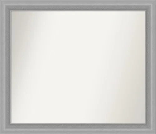 Vista 411 de Amanti Art Espejo de baño plateado para sobre el fregadero, 24 x 24 pulgadas, espejo cuadrado de peltre forjado a medida, marco de madera casual