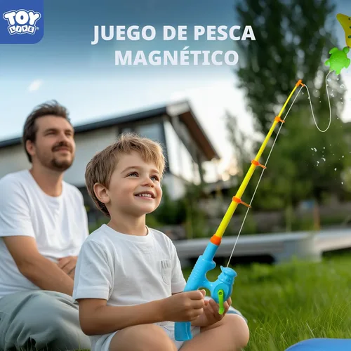 Vista 4 de TOY Life Juego de pesca magnético para 2 jugadores para niños de 3 a 5 años, juego de caña de pescar para niños pequeños con juguetes de peces