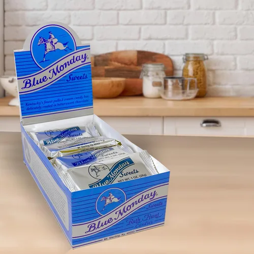Vista 3 de Blue Monday Pulled Cream Candy - Barras de chocolate negro - Caja de 24 sabores originales